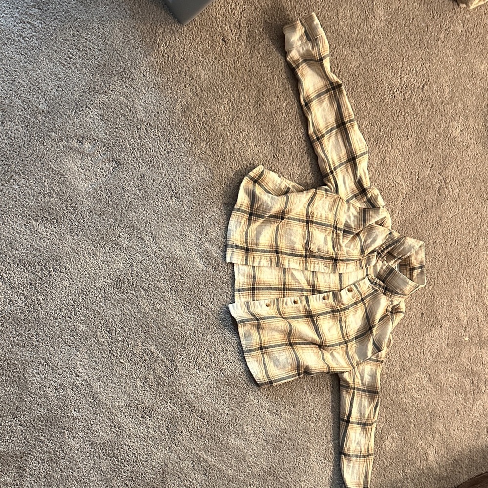 Old Navy Plaid Kids Jacket - Cream and Brown